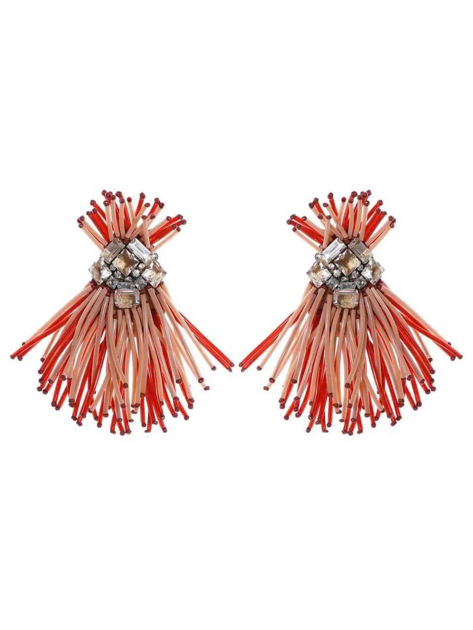 Rada Orecchini Frange Scoubidou rosso salmone clip
