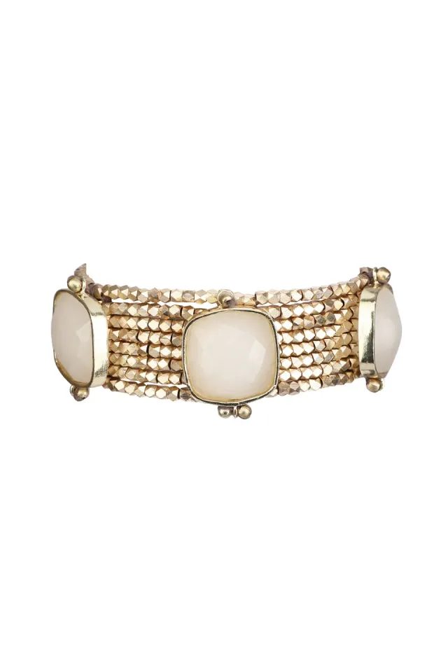 House of Tuhina Square Stone Bracciale pietra oro