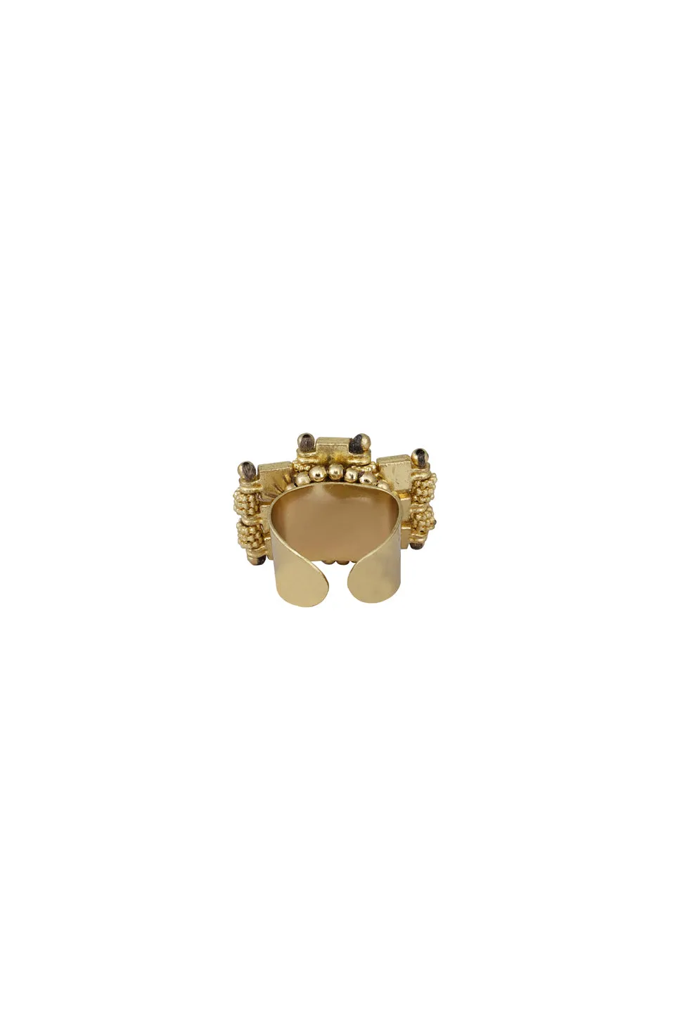 House of Tuhina Falak Anello Smalto Oro Nero Misura Unica
