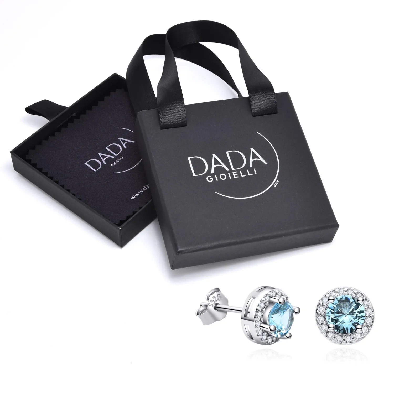 Dada Gioielli Punto Luce Orecchini Rotondo 8mm Acquamarina Argento