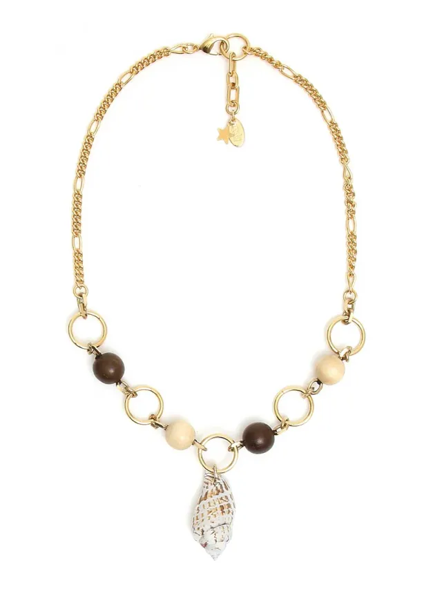 Rada Collana Conchiglia perle legno pendente mare