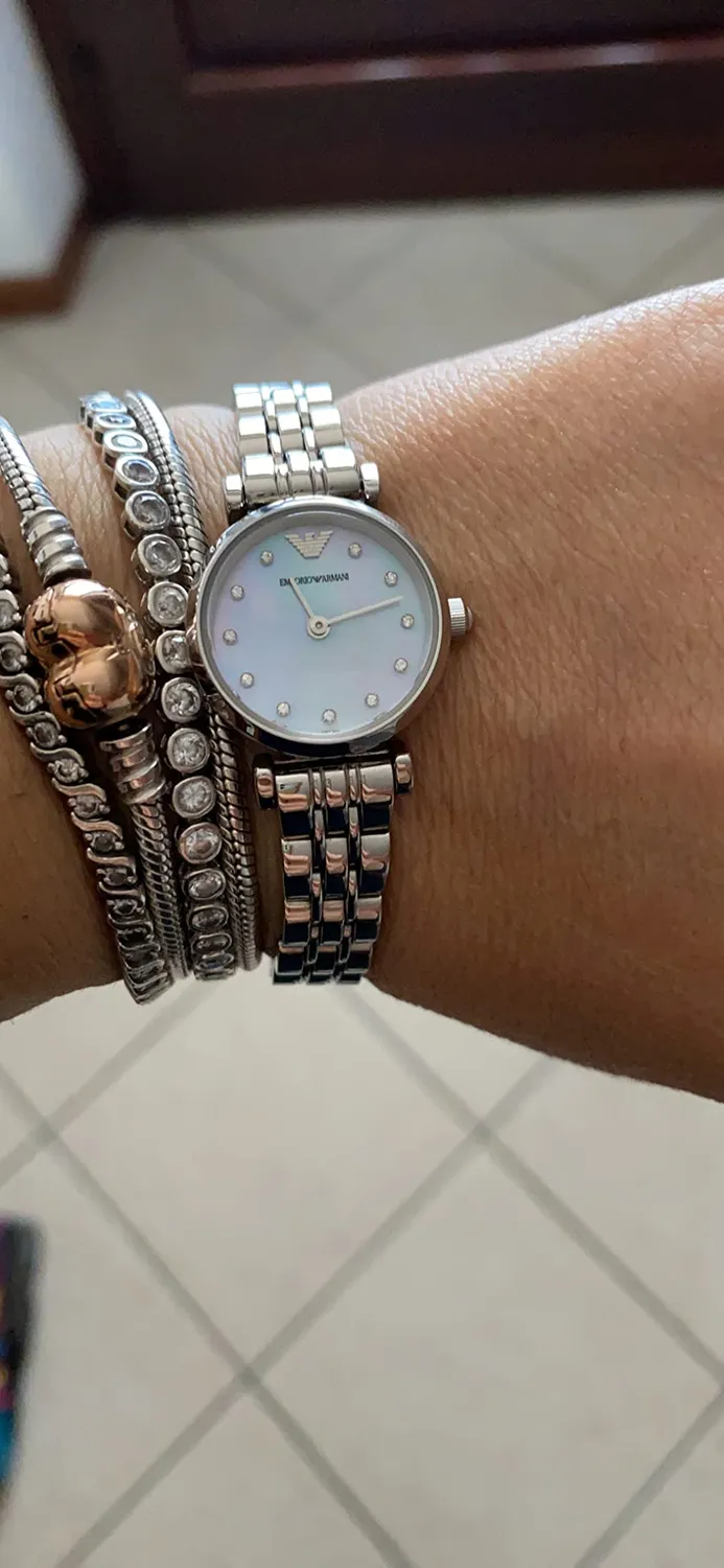 Emporio Armani orologio donna argento e bianco madreperla
