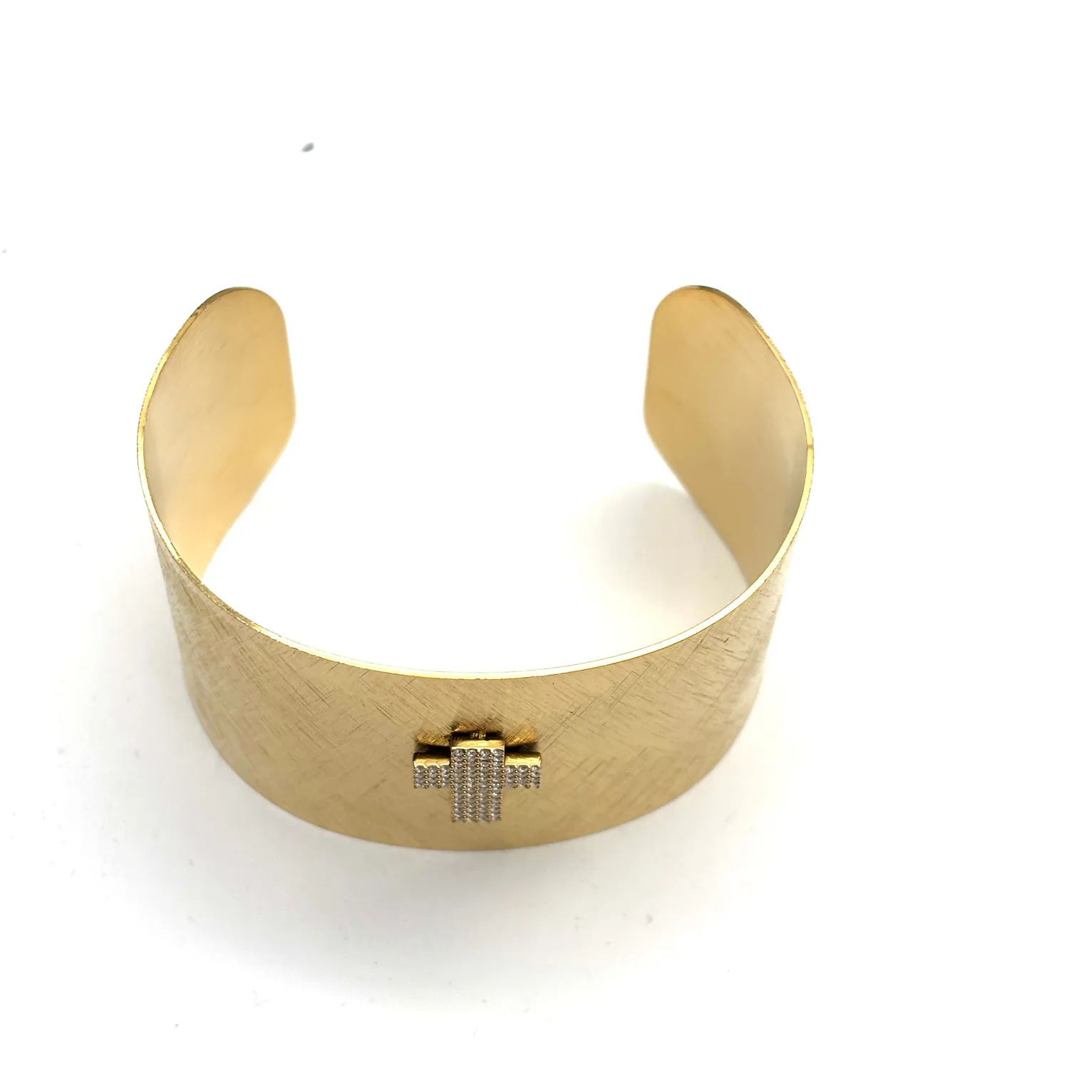 Ornamenta Croce Bracciale Fascia Rigido Acciaio Dorato