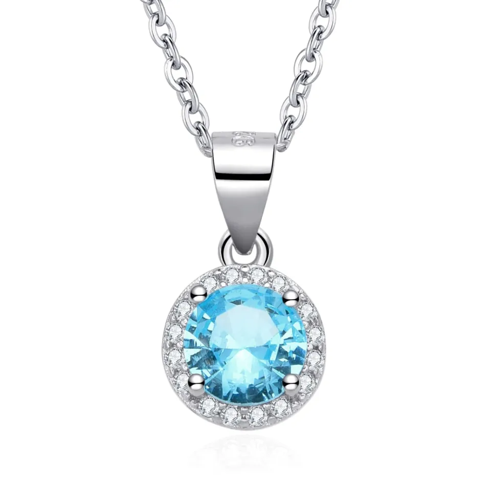 Dada Gioielli Rotondo Punto Luce Collana Azzurro Acquamarina 8mm