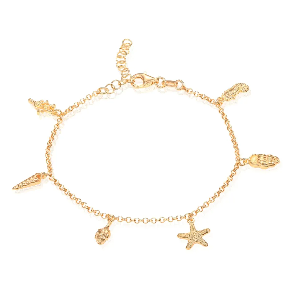 Diamond Treats Bracciale Charm Mare Argento 925 Placcato Oro