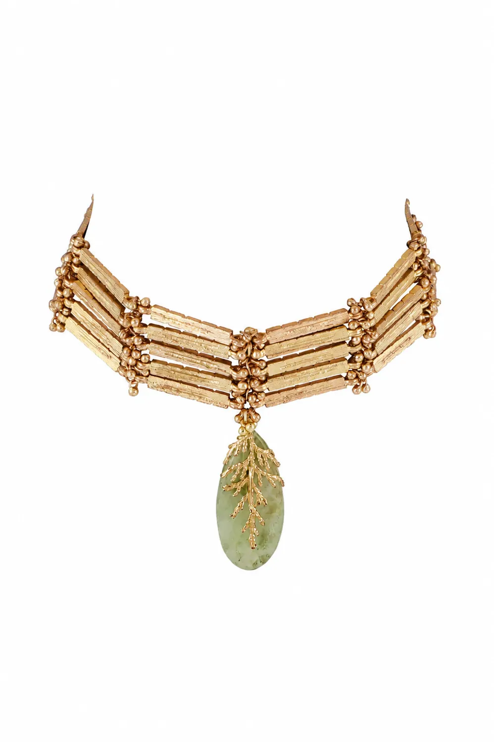 House of Tuhina Leaf Stone Link Choker collana avorio pietra