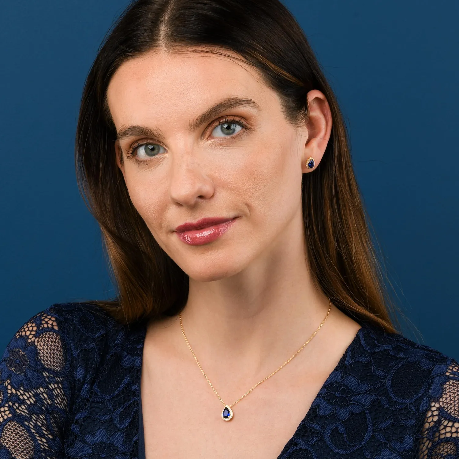 Diamond Treats Orecchini Pera Argento Blu-Oro Zirconi