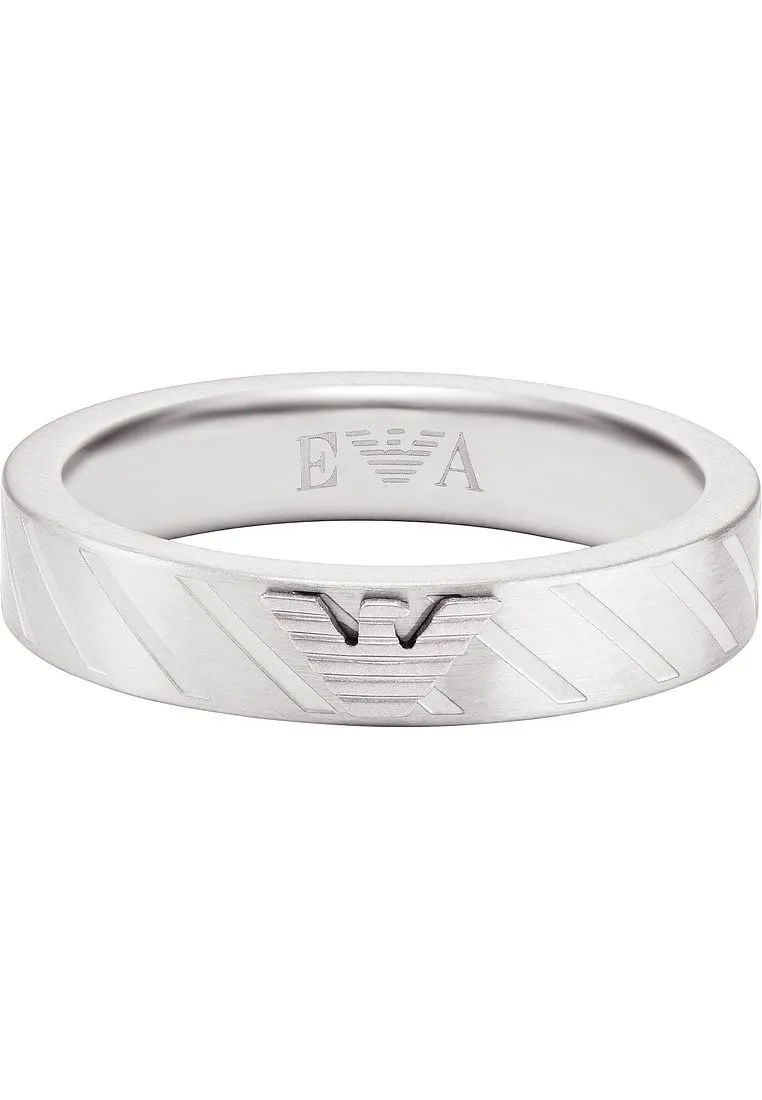 Emporio Armani anello uomo acciaio argento misura 10 satinato