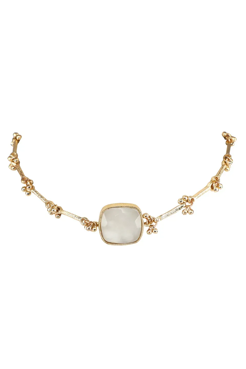 House of Tuhina Square Stone collana choker avorio pietra quadrata