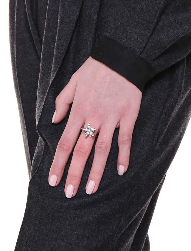 Rada Anello Stella ottone argento regolabile cristallo