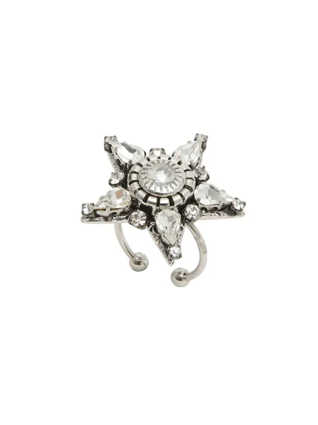 Rada Stella Maxi anello argento cristallo regolabile