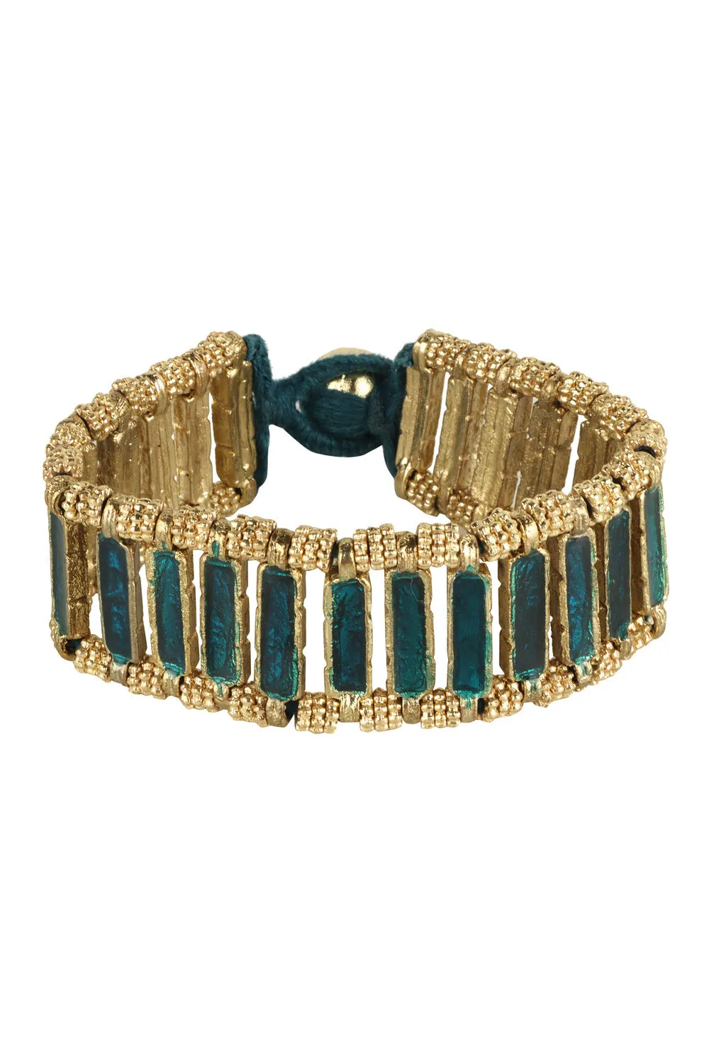 House of Tuhina Marayam 3 Stone bracciale blu reversibile smaltato