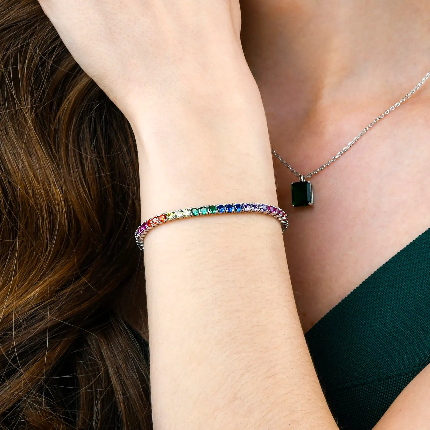 Diamond Treats Bracciale Tennis Argento 925 Arcobaleno