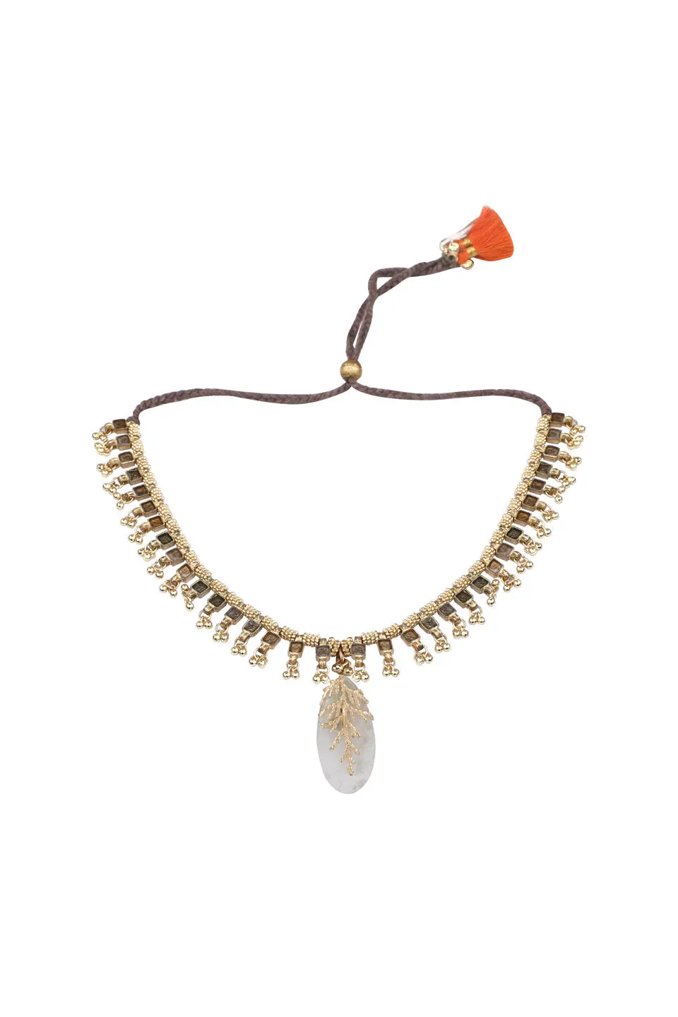 House of Tuhina Falak Leaf Stone choker grigio smalto