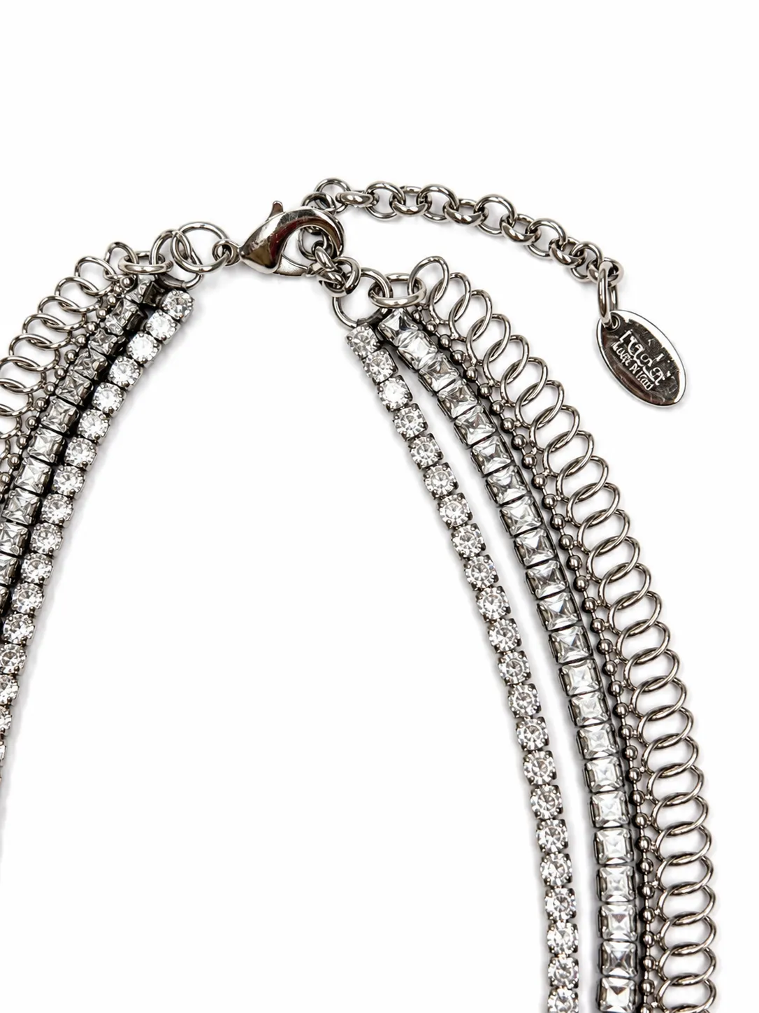 Rada Multi Chain Crystal Silver collana strass
