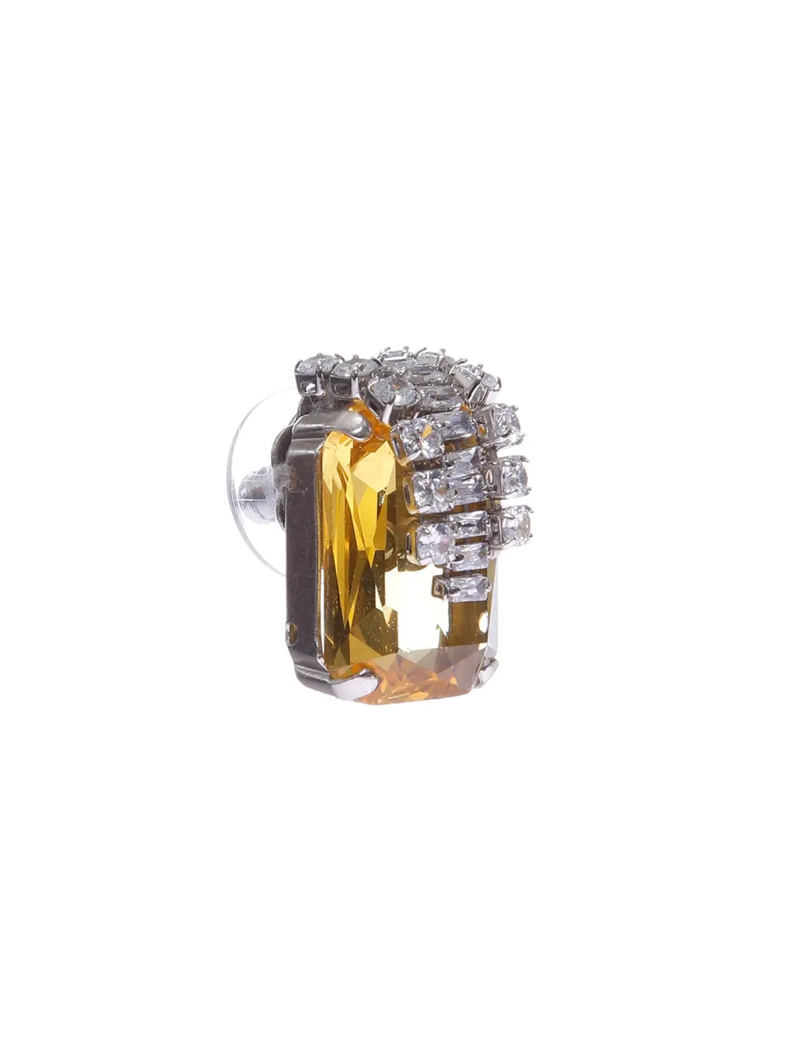 Rada Set Due Paia orecchini bottone giallo cristallo strass