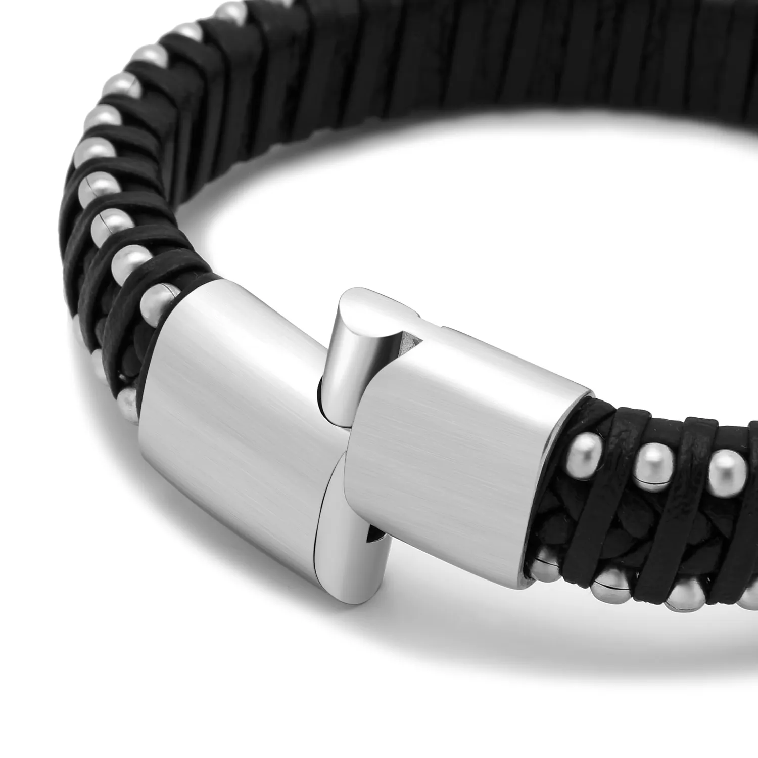 Dada Gioielli Bracciale Uomo Pelle Argento Satinato