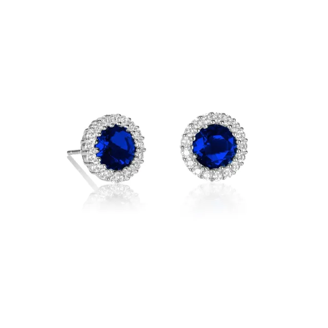 Diamond Treats Halo Orecchini Blu-Argento zirconi blu