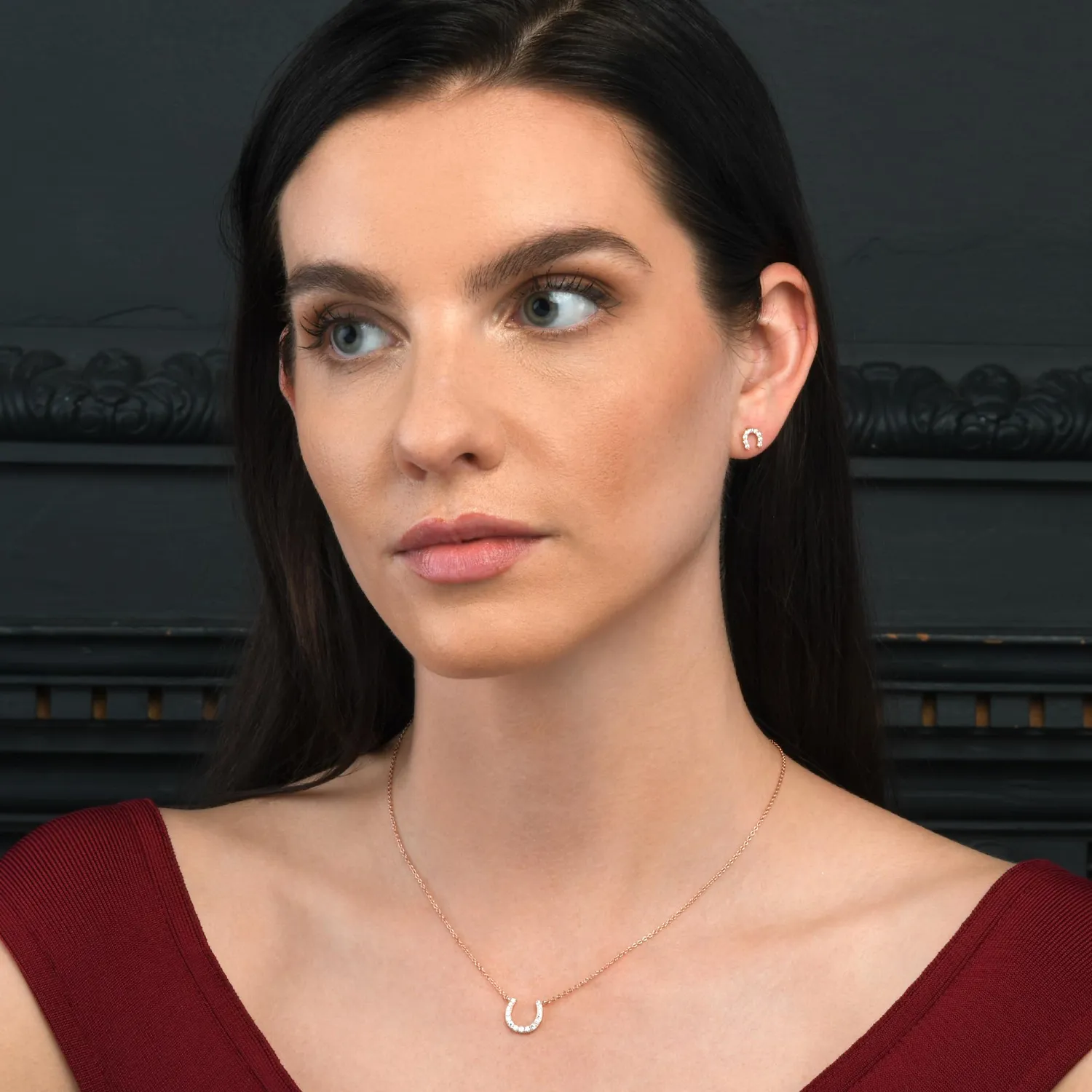 Diamond Treats Ferro di Cavallo Collana Oro Rosa portafortuna