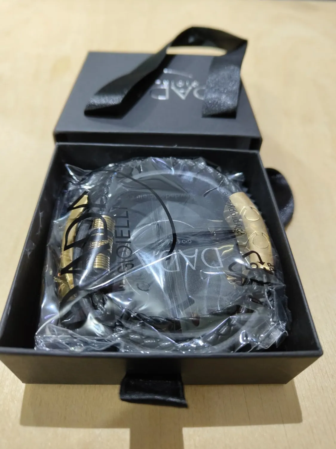 Dada Gioielli Bracciale Uomo Pelle Acciaio Oro
