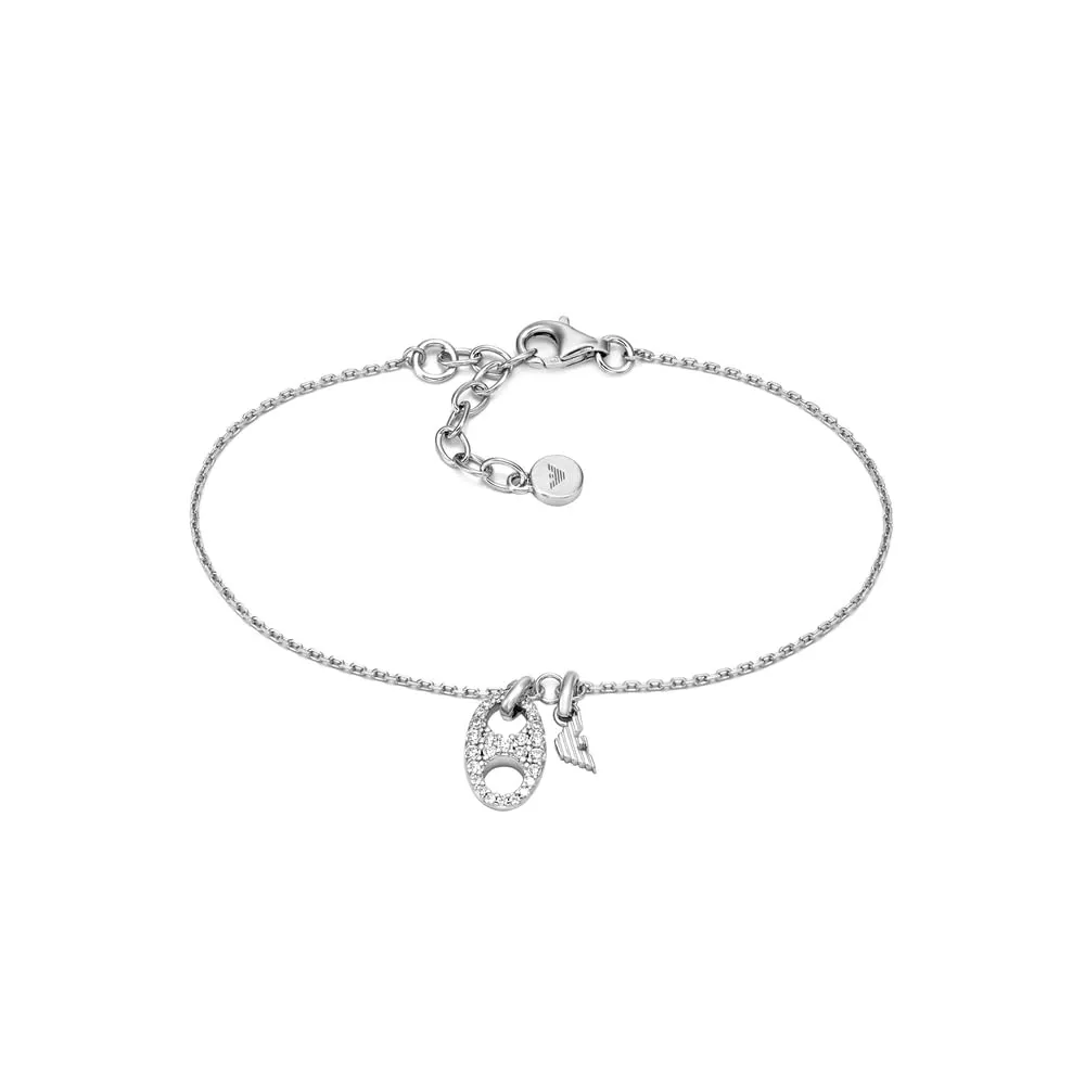 Emporio Armani bracciale donna argento moschettone