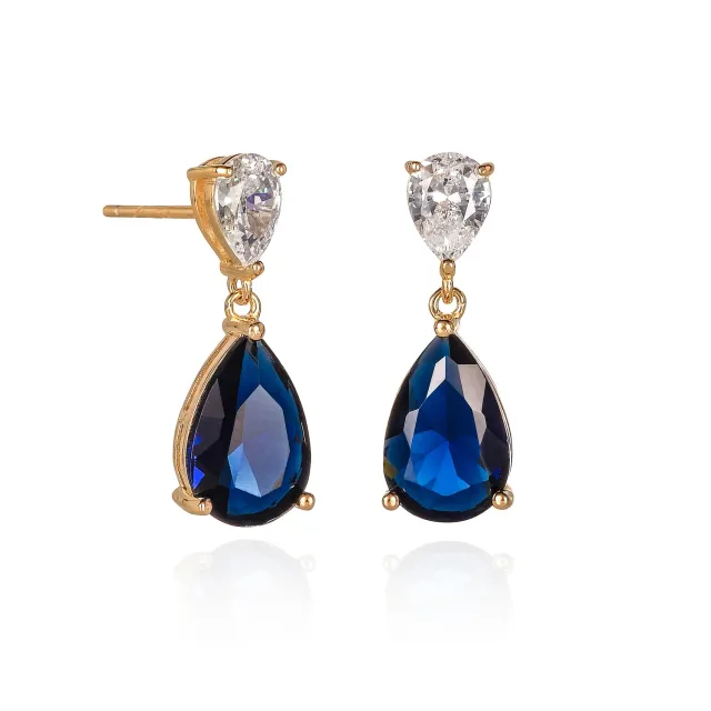 Diamond Treats Orecchini Pendenti Argento 925 Oro/Blu Zirconi