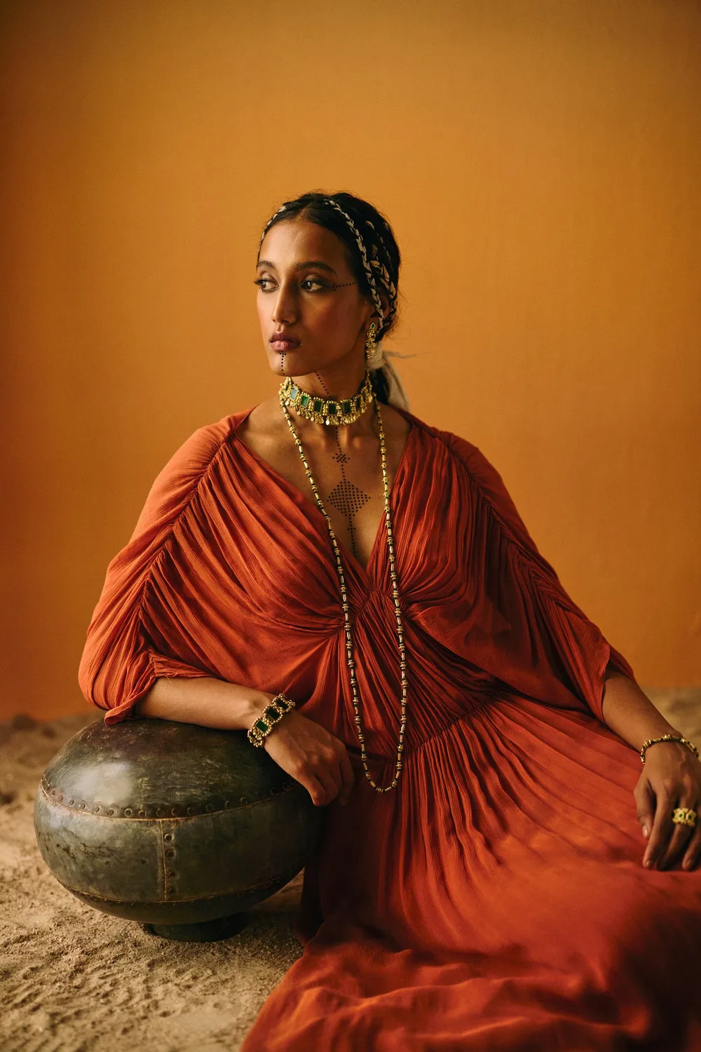 House of Tuhina Kaari collana verde filo intrecciato