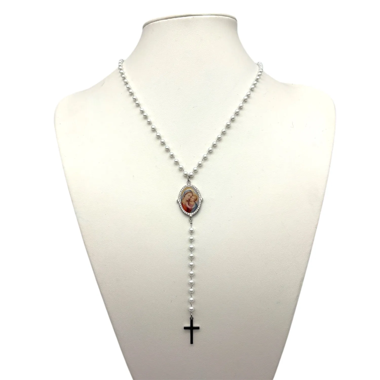 Ornamenta Madonna Collana Medaglione 50-55 cm Perle