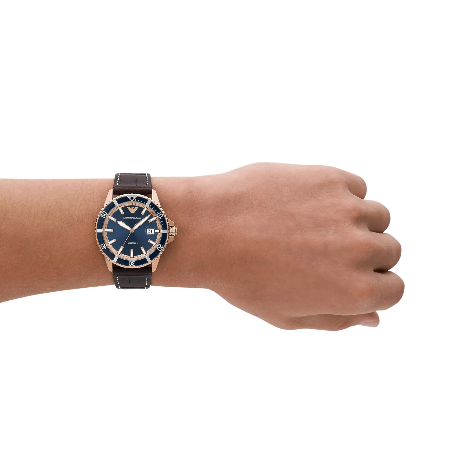 Emporio Armani AR11556 orologio uomo 42mm pelle marrone