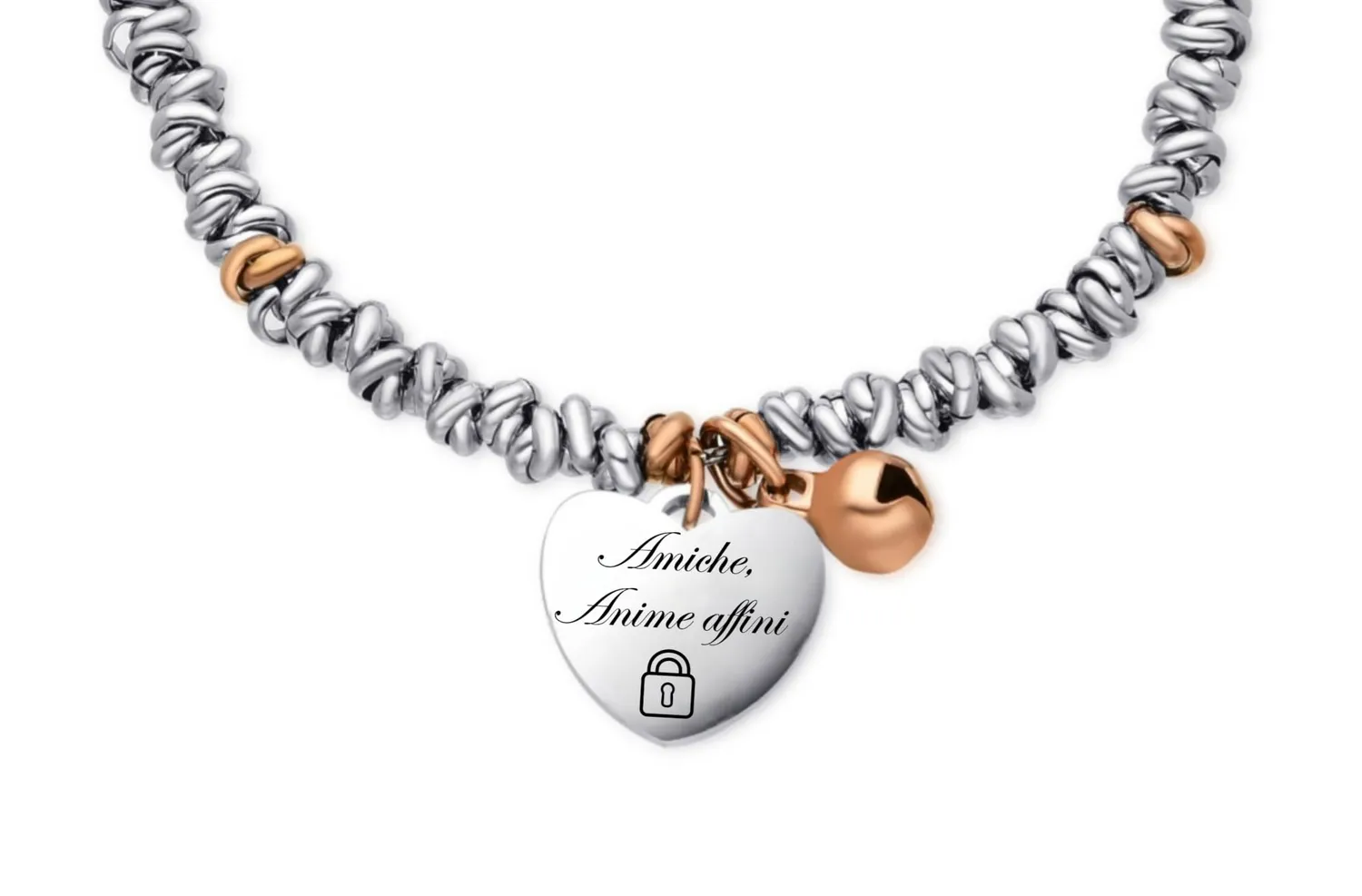 Dada Gioielli Migliori Amiche bracciale rodio oro rosa cuore