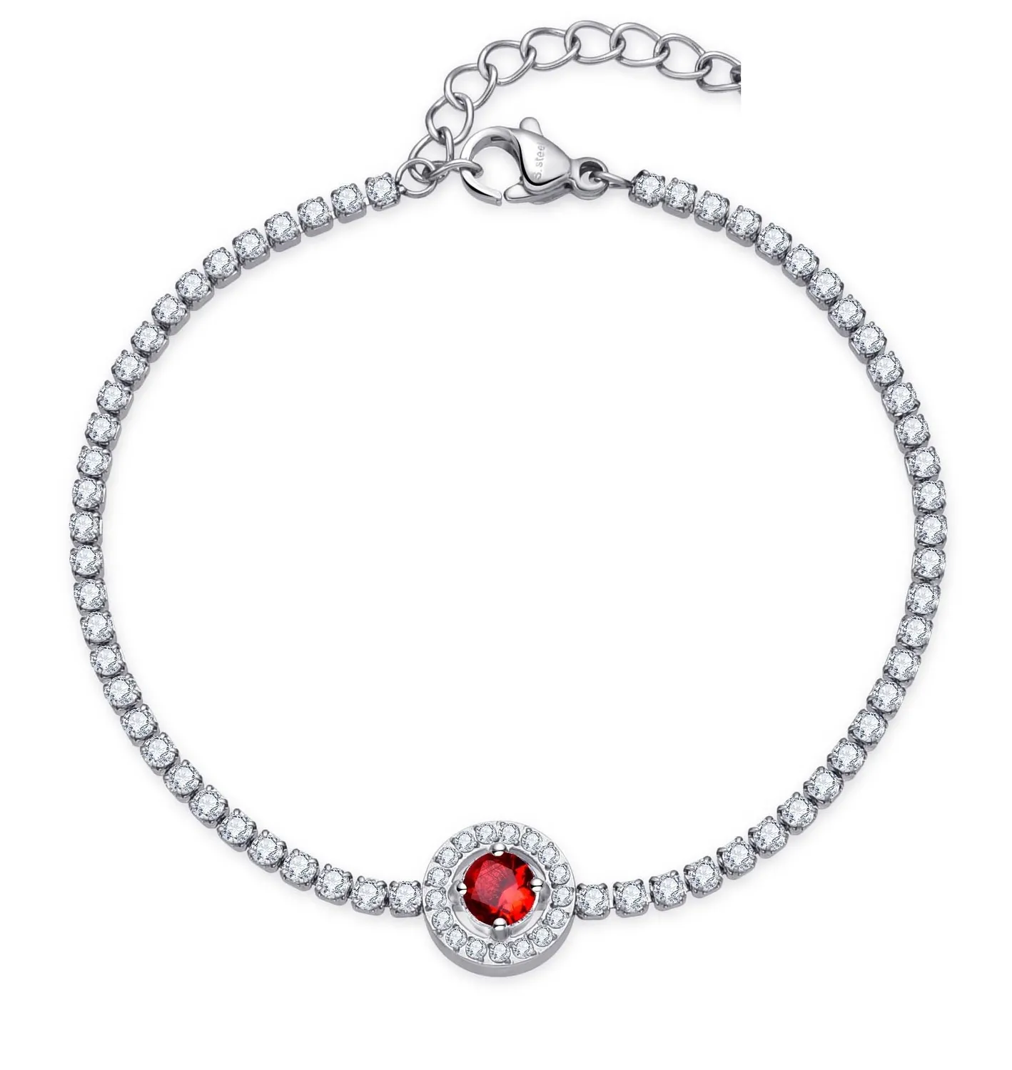 Dada Gioielli Bracciale Tennis Rosso Rubino Acciaio Donna