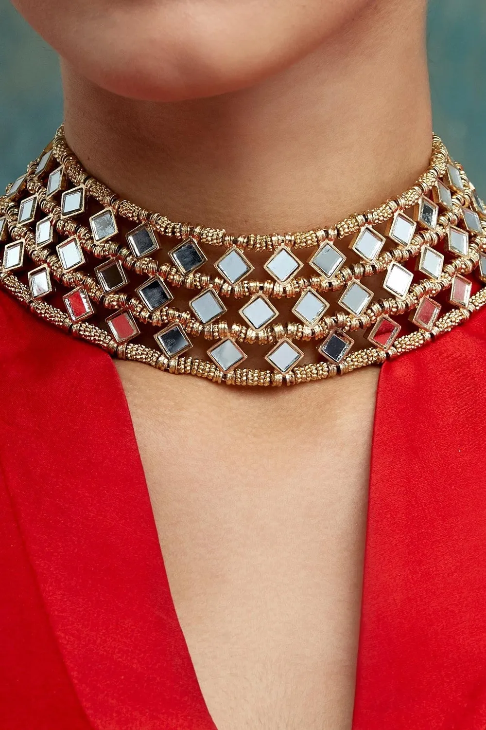 House of Tuhina Mirror Mumtaz choker oro specchi