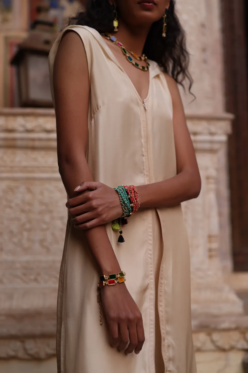 House of Tuhina Enamel Brick bracciale smaltato multicolore