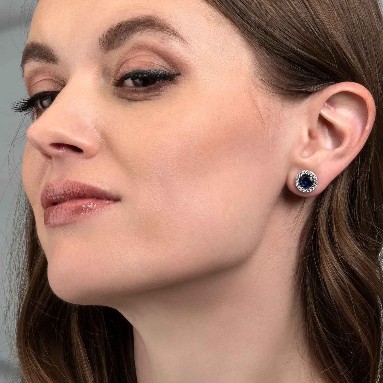 Diamond Treats Halo Orecchini Blu-Argento zirconi blu