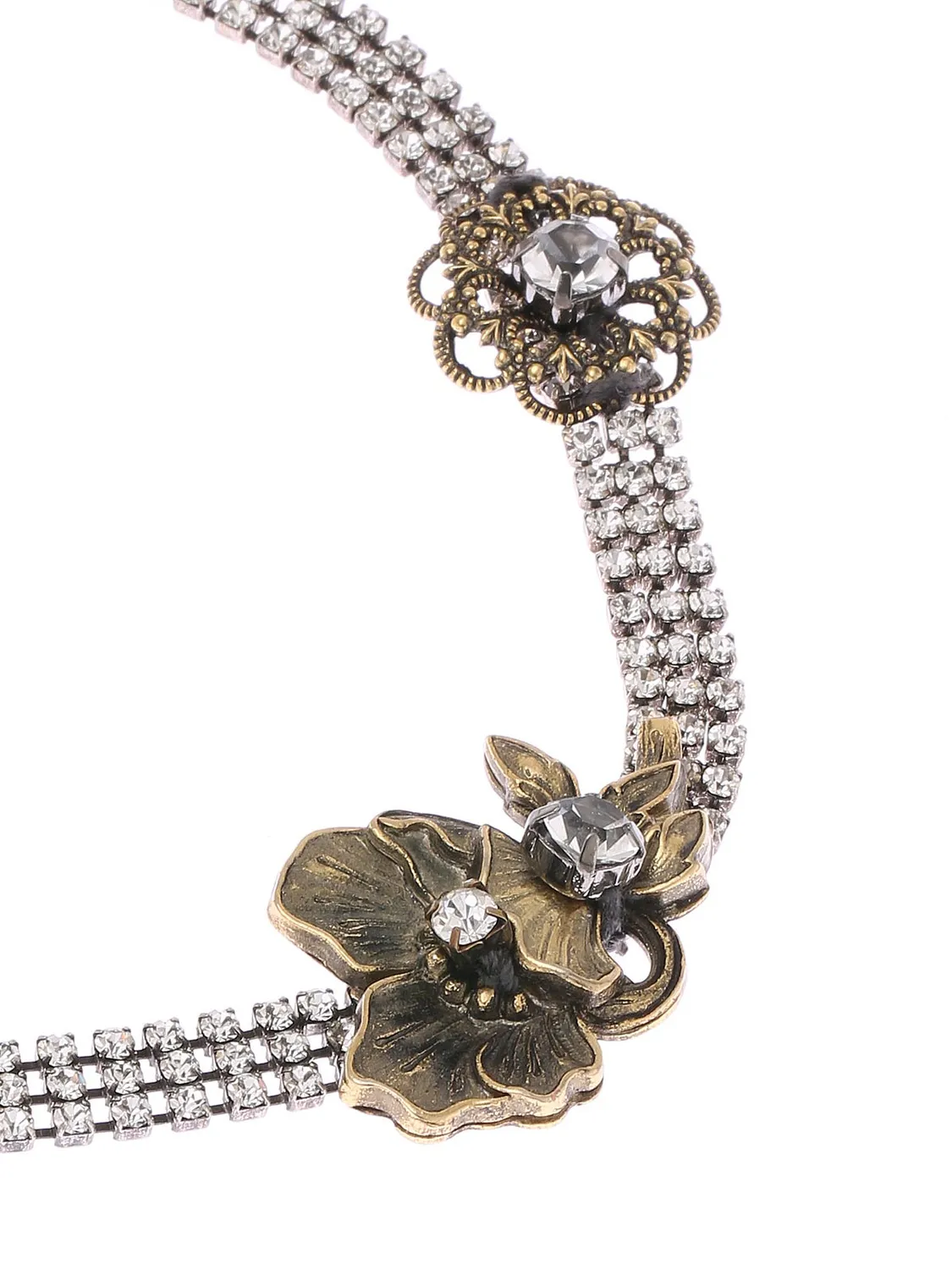 Rada Choker di Strass e Fiori collana oro antico
