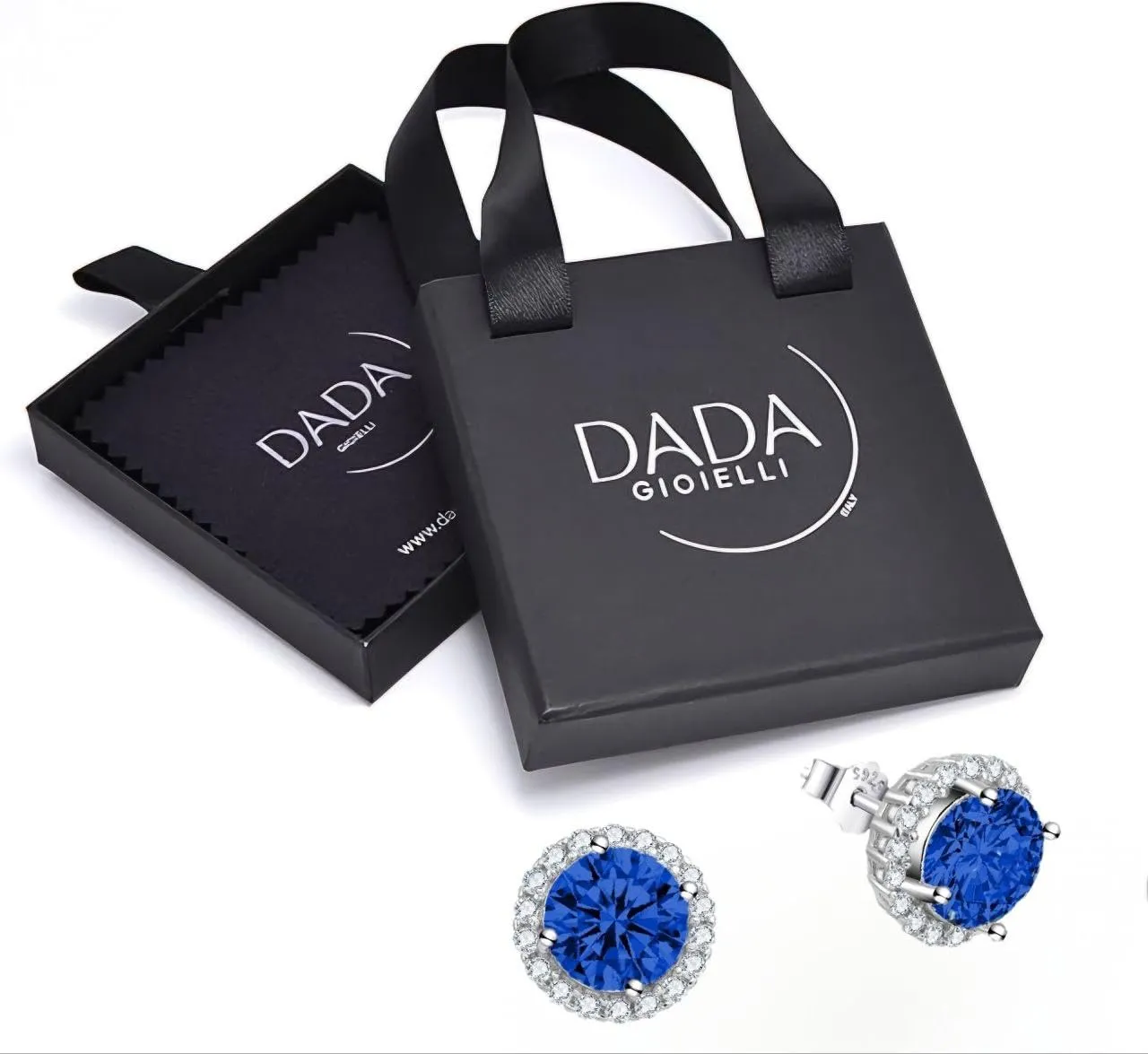 Dada Gioielli orecchini punto luce 11mm zaffiro blu