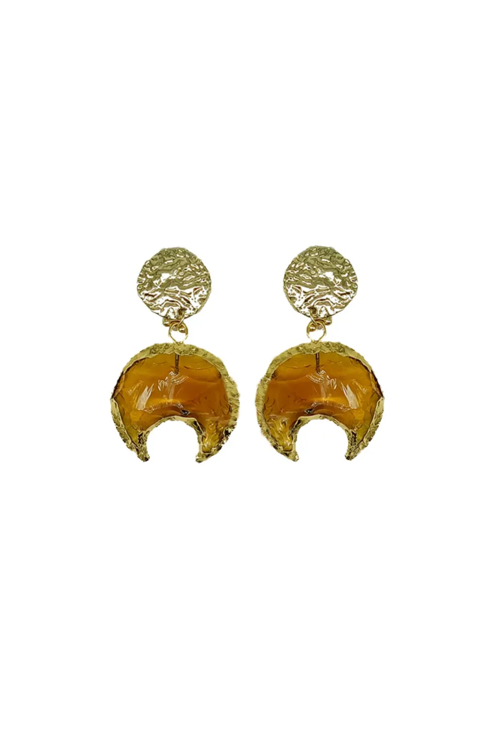 House of Tuhina Amber Moon orecchini oro pietra Gold