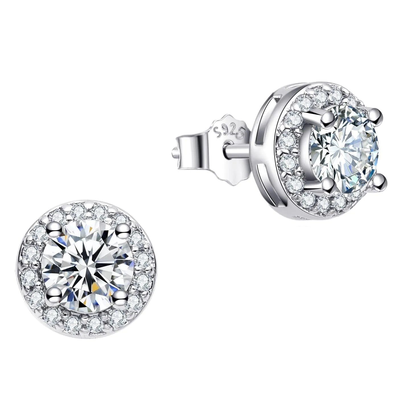 Dada Gioielli Punto Luce Orecchini Rotondo 8mm Acquamarina Argento