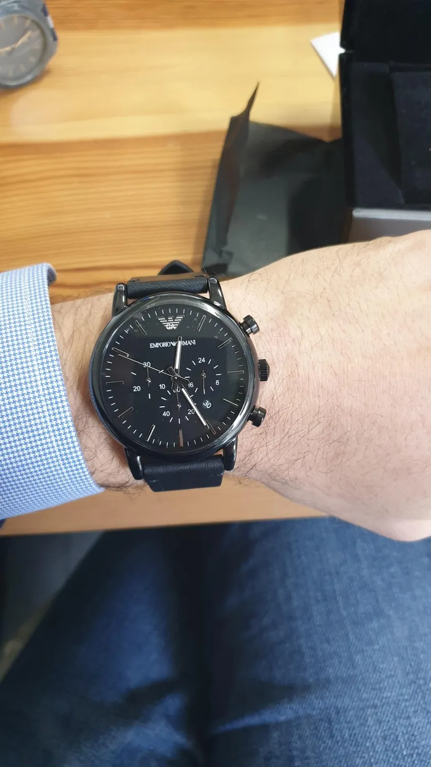 Emporio Armani Orologio Uomo Nero e Blu Cronografo 46 mm