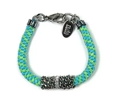 Rada Scoubidou Bracciale Turchese Verde intrecciato con cristalli