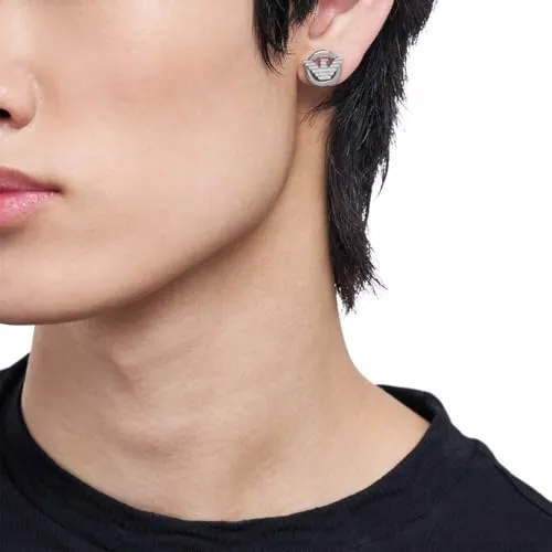 Emporio Armani Orecchini Uomo Argento Cromato Perno