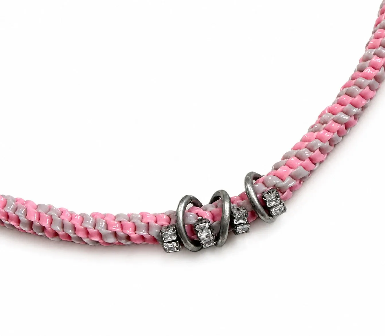 Rada Scoubidou bracciale rosa grigio strass