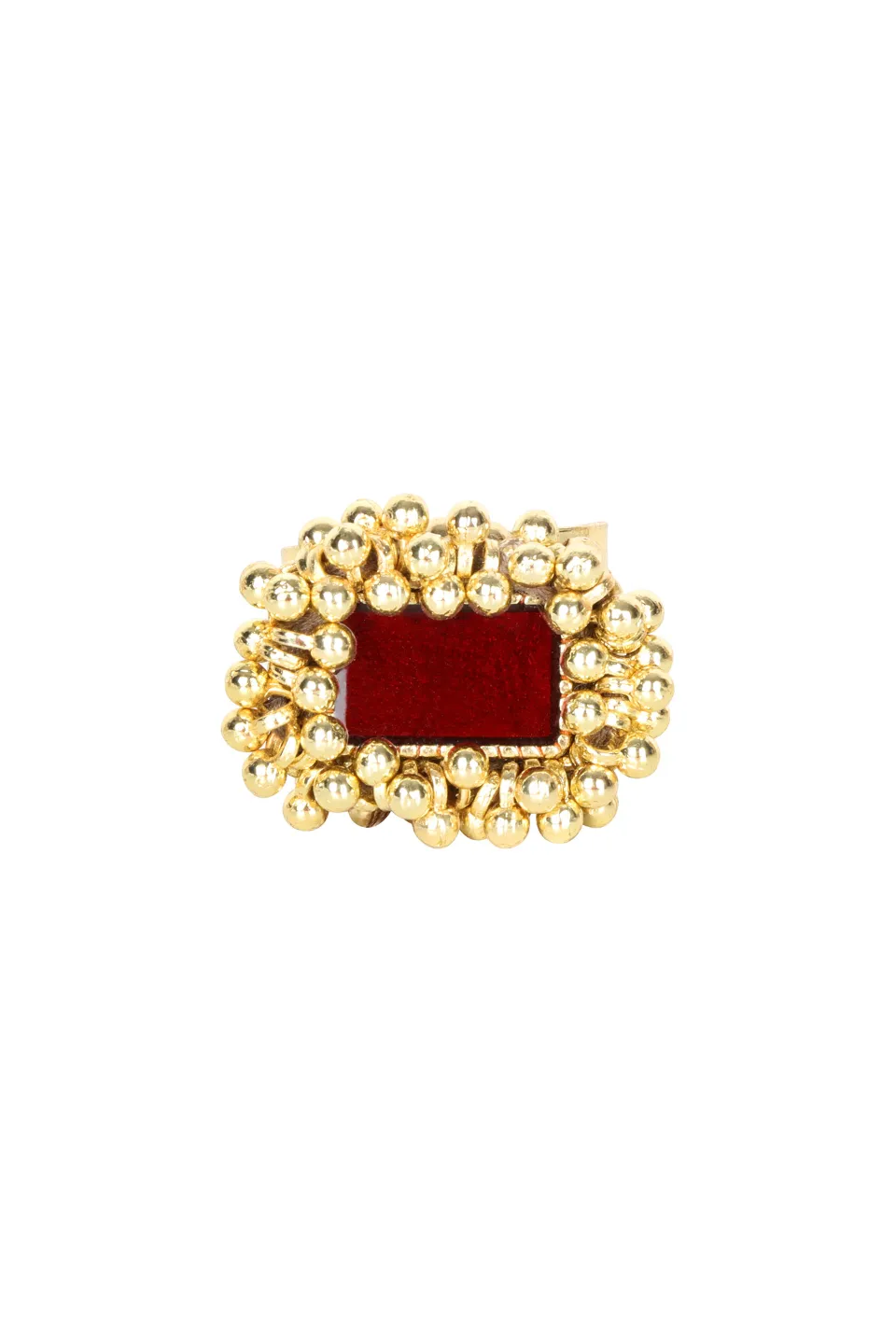House of Tuhina Trajva Enamel Brick Jaal anello smalto bordeaux