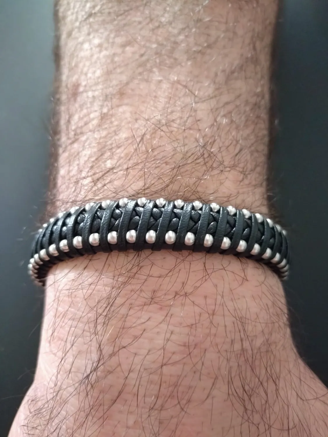 Dada Gioielli Bracciale Uomo Pelle Argento Satinato