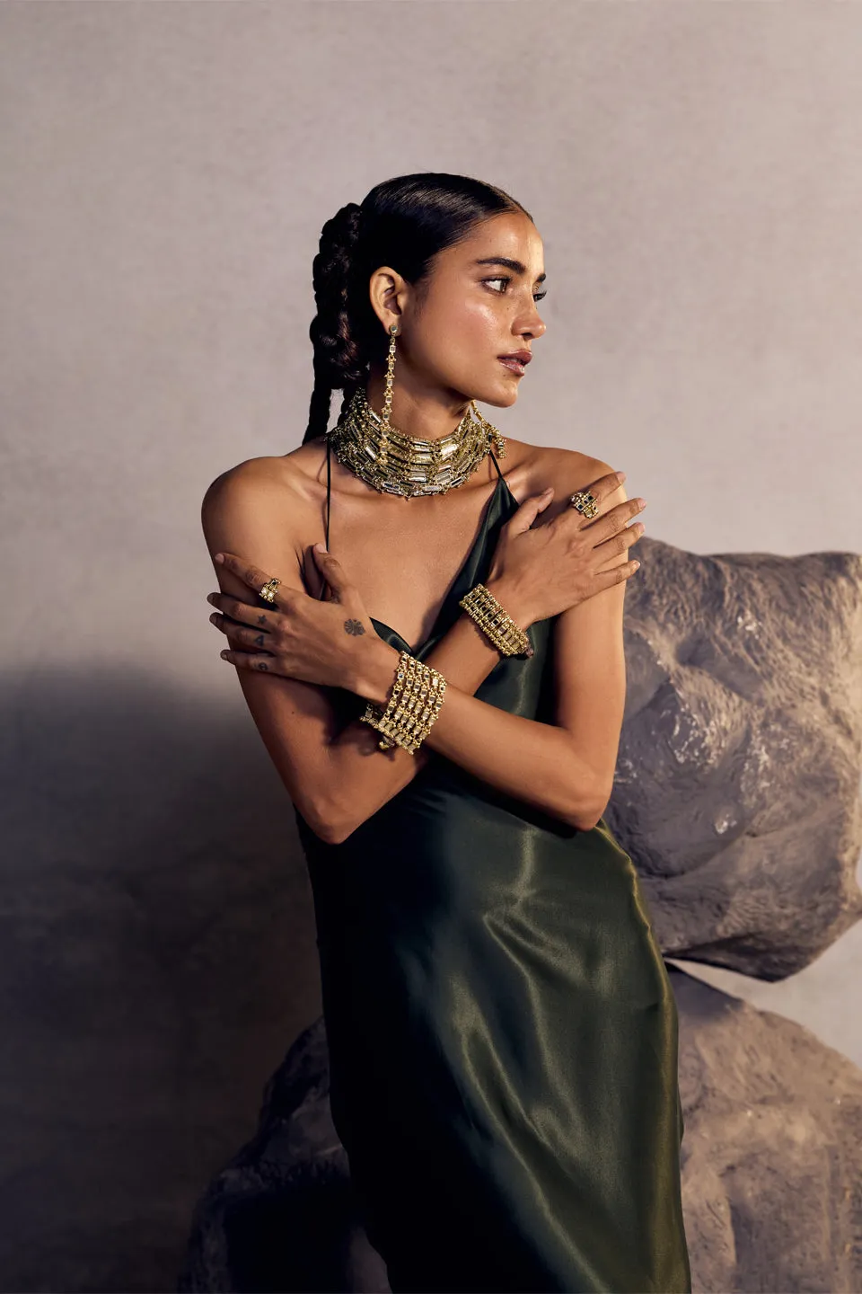 House of Tuhina Mirror Teer bracciale oro specchio
