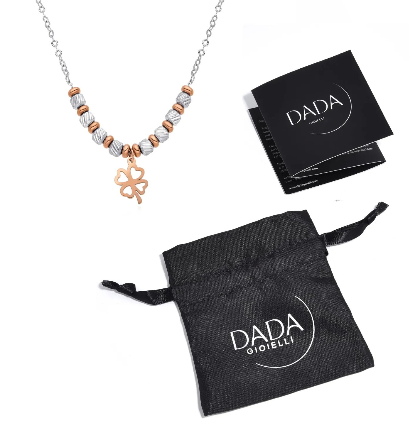 Dada Gioielli Quadrifoglio Collana Donna Oro Rosa Argento Acciaio