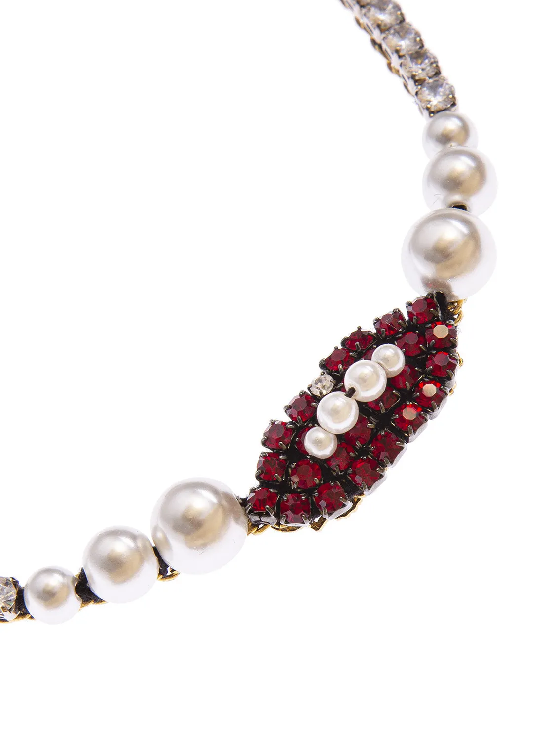 Rada Bocca Ricamata collana girocollo strass rossi