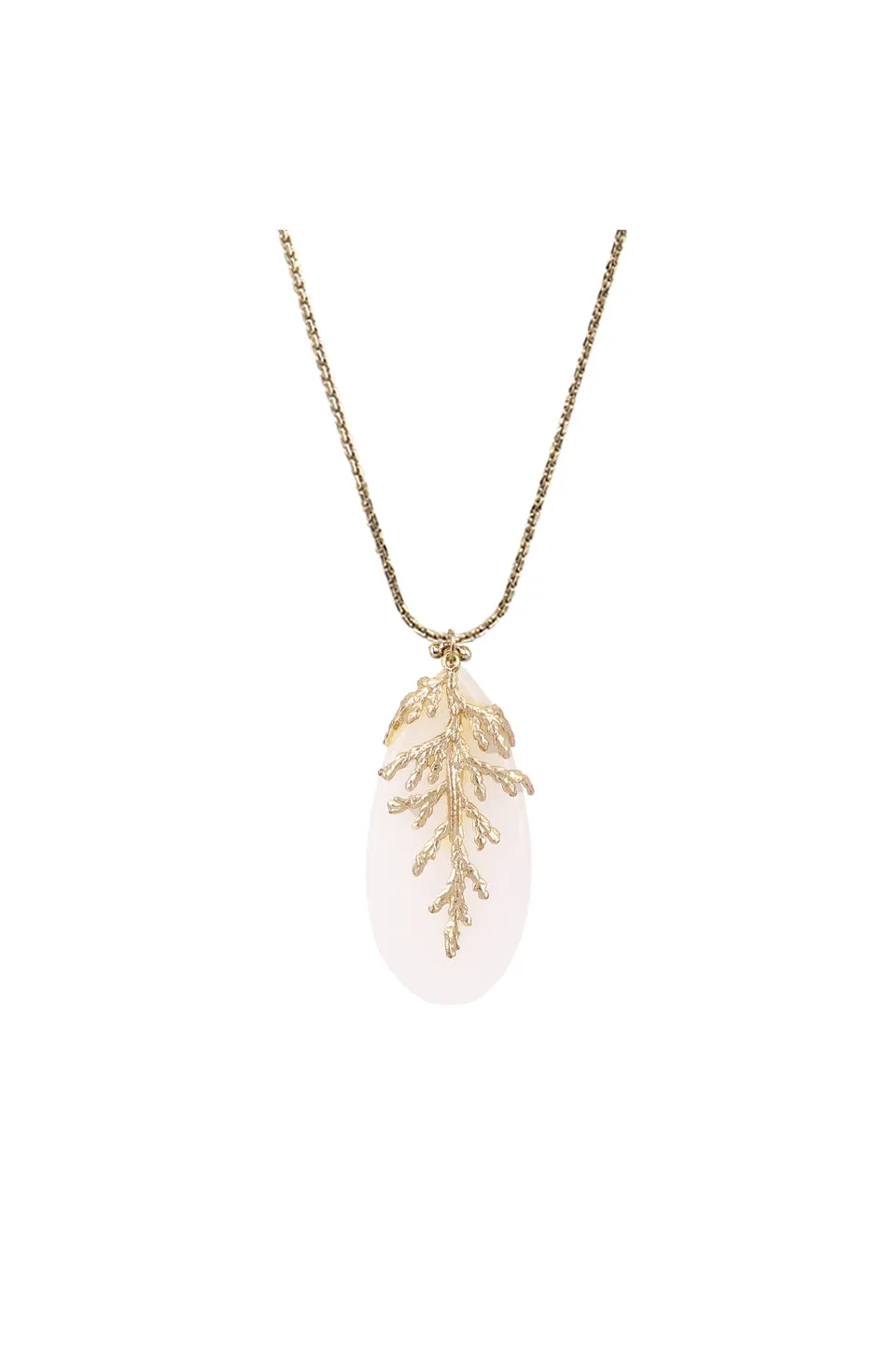 House of Tuhina Leaf Stone collana lunga verde foglia