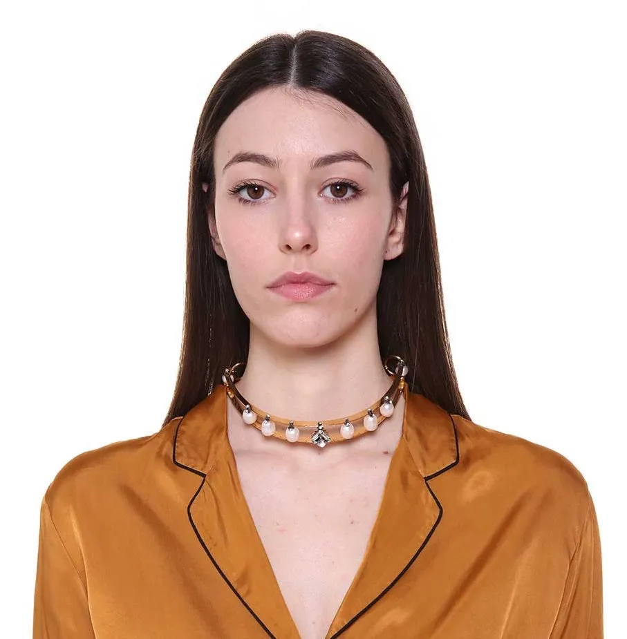 Rada choker rigido gold perle fiume strass