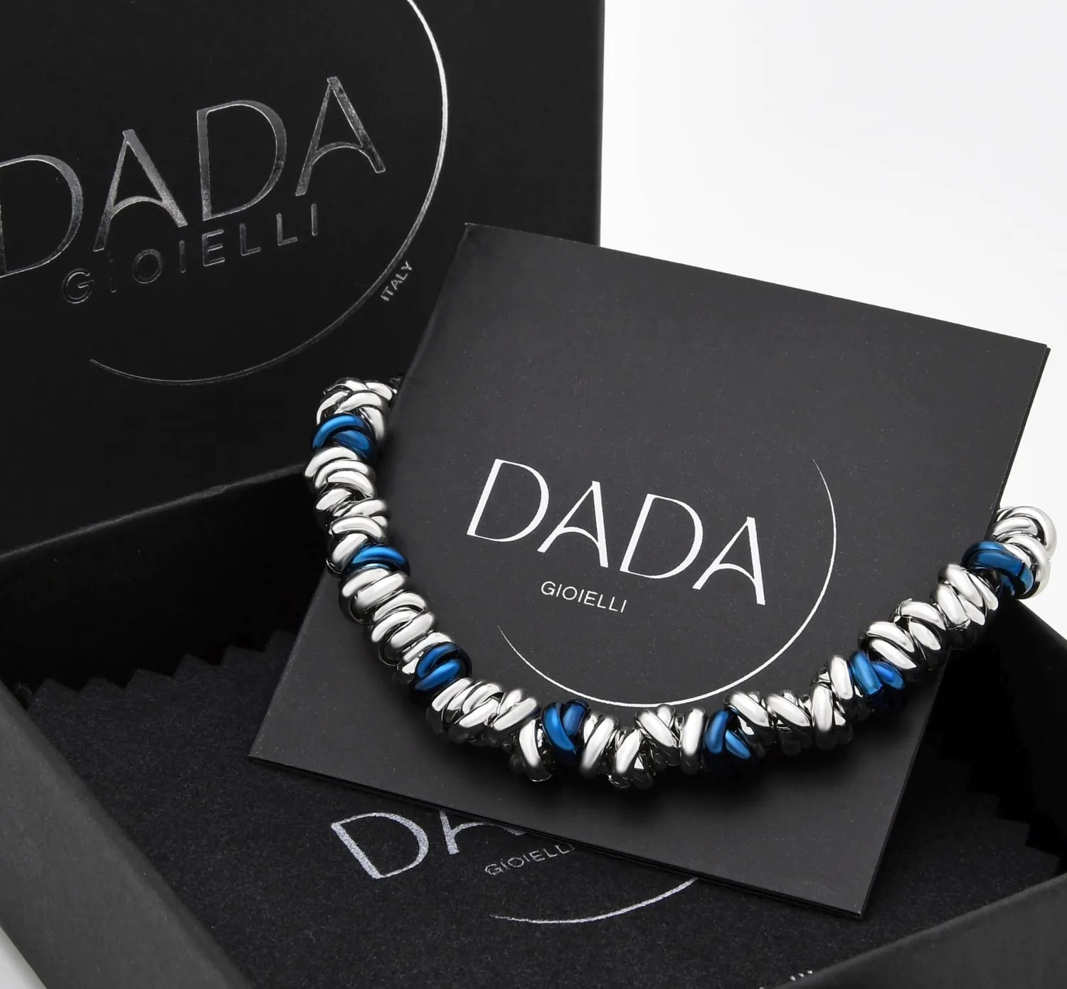 Dada Gioielli Bracciale Donna Anelli Blu Acciaio